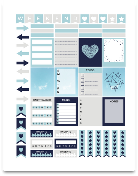 Gray and Teal Planner Stickers | Printable Planner Stickers | 4 pages