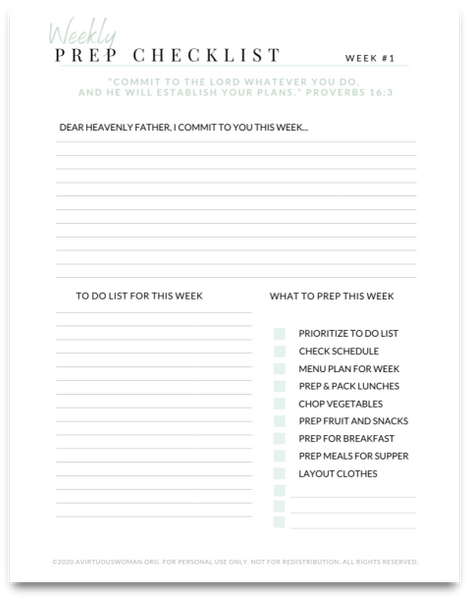 52 Weekly Prep Checklists | Weekly Planning | 52 pages | PDF