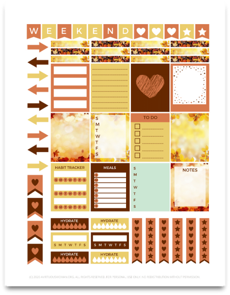 Fall Planner Stickers | Printable Planner Stickers | 4 pages