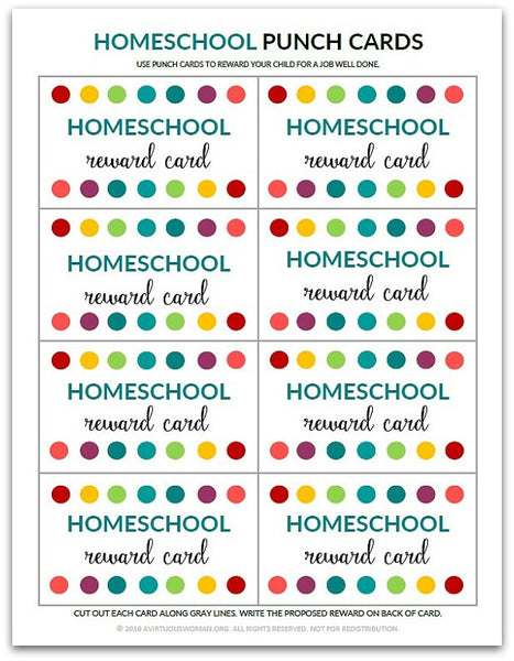Homeschool Punch Card | Reward Card for Kids