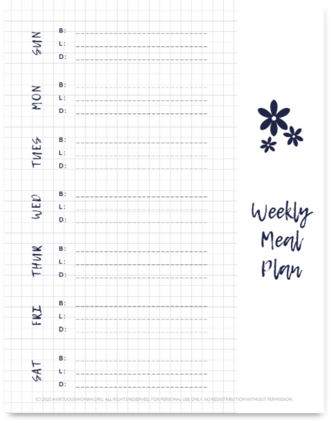 Weekly Meal Planning Planner | White
