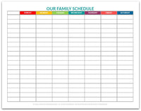 Our Family Schedule Chart