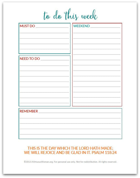 To Do This Week | To Do List | Planner Insert